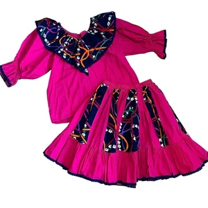 Dancin' Duds Mujer Talla M Vintage Rosa Rodeo Set Volantes Encaje Cuadrado Baile - Imagen 1 de 12