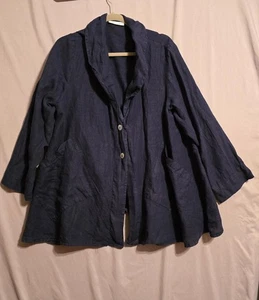 Bryn Walker Jacke Damen XL blau 100 % Leinen Schalkragen Knopfleiste Made USA - Bild 1 von 10