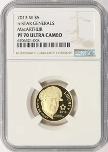 2013-W 5-Star Generals MacArthur $5 Gold Commemorative NGC PF70 Ultra Cameo - Picture 1 of 4