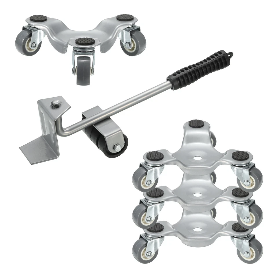 Möbelroller schwerer Möbel-Dreiecksroller mit 3 Rädern, Tragkraft 330 lb, Silber - Bild 1 von 4