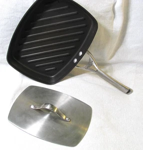 Calphalon Panini Gerippt Brat Grill Pfanne Antihaft 11 x 9" Harteloxiert mit Presse - Bild 1 von 13