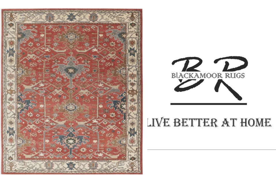 Channing Rojo Oriental Parsiano Mechón Hecho a Mano 100% Lana Sin Aranceles ni Derechos Foto 1 de 4