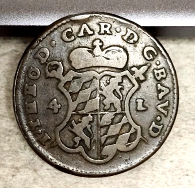 1751 Liege 4 Liards - Higher Grade - Strong Devices - Jean Theodore of Bavaria - Image 1 of 3