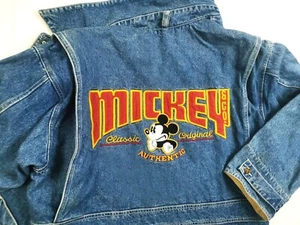 HOT VTG 90s Men's DISNEY MICKEY MOUSE EMBROIDERED CHORE Denim JACKET L (Fit XXL) - Picture 1 of 12