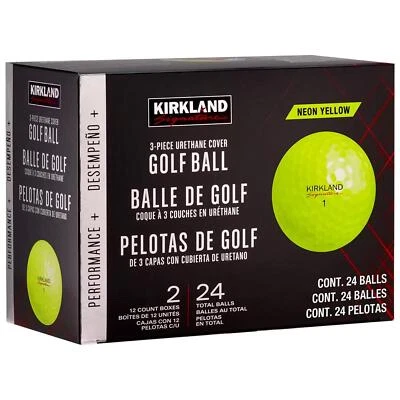 Kirkland Signature 3Piece​ Urethane​ Cover​ Neon Yellow Golf Pack Count 24 Balls - Image 1 of 4