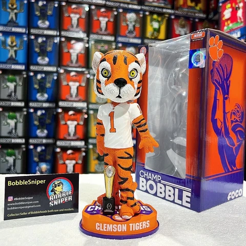 CLEMSON TIGERS 2018 National Championship "Mascot" Trophy NCAA Bobblehead Cover