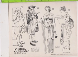 1926 C N LANDON PLATE 3 SERIOUS CARTOONS PAGE .FREE SHIPPING & TRACKING IN U S - Picture 1 of 1