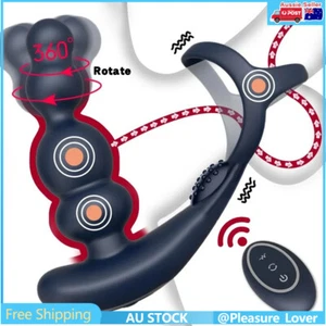 Rotating Anal Plug Beads Vibrator Penis Cock Ring Prostate Stimulator Sex Toys - Picture 1 of 8
