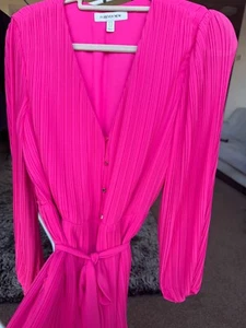 Fuschia pink Forever New knee length dress with gold button detail and Size 12. - Picture 1 of 3