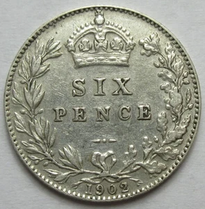Seis peniques de plata Gran Bretaña 1902 (#55e) - Imagen 1 de 2
