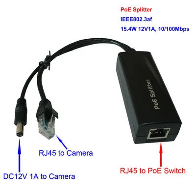 Active (Power Over Ethernet) PoE Splitter 10/100Mbps 12V 1A Output 48V Midspan - Image 1 of 4