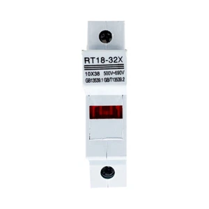 DIN Rail Mount Fuse Holder 1Pole RT18-32X 0.71inx3.11in with Indicator Light red - Picture 1 of 8