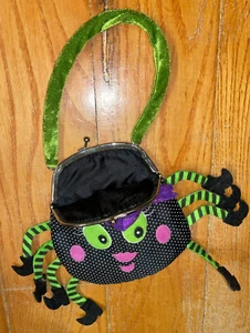 Girl's Halloween Black and Green Spider Purse - Picture 1 of 3