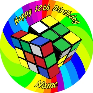 Rubiks Cube REAL EDIBLE ICING CAKE TOPPER IMAGE FROSTING - Picture 1 of 1