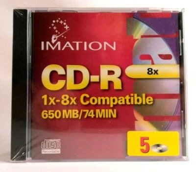 NEW Imation CDR Media 48x 700MB 80min with Jewel Case (5-Pack) Factory Sealed - Image 1 of 3