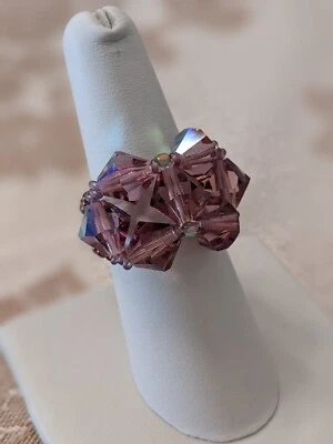 Ladies Austrian Crystal Faceted Bicones Ring, Size 7.75 - Image 1 of 4