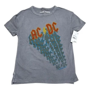Junk Food Girls Size S Gray AC DC Graphic Print Band Tee Soft T-shirt NWT - Picture 1 of 4