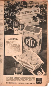 Nabisco Vintage Print Ad Ritz Crackers 1944   6 x 11.5 inches - Picture 1 of 1