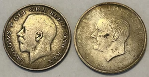 1921 Half Crown Great Britain & 1960 10 Lira Turkey. 2 Silver Coins - Picture 1 of 5