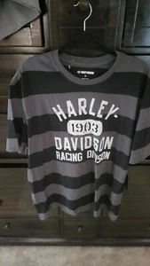 New With Tags Mens Harley Ticket To Ride Shirt NEW 2 XL Double Black And Gray - Picture 1 of 4