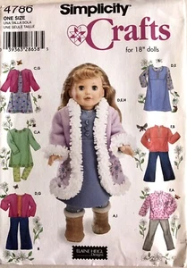 18” Doll Clothes Pattern Bolero Coat Pants Dress Cardigan Boots & Tights - Imagen 1 de 2