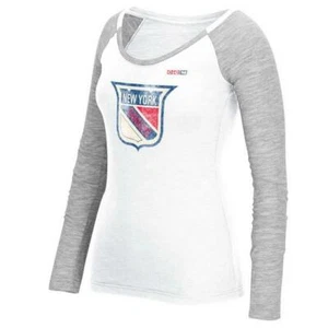 New York Rangers t shirt femme CCM rétro slub manches longues blanc neuf avec étiquette - Photo 1/4