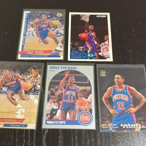 Isiah Thomas - 5 Card Lot: 1990-91 Topps Upper Deck Fleer NBA Hoops Pistons NM+ - Picture 1 of 12