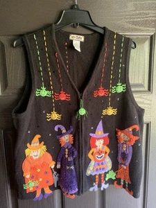 Tiara International Halloween Hexen & Spinnen Vintage Pullover Weste Large - Bild 1 von 17