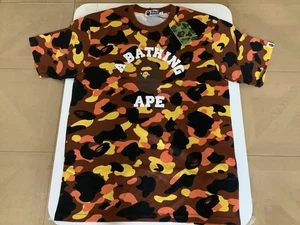 Authentic a bathing ape bape 1st camo college tee t shirt orange XL new - Picture 1 of 8