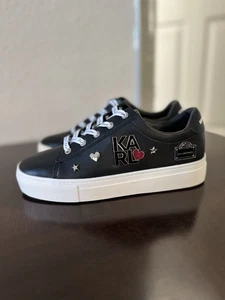 Karl Lagerfeld Paris Damen Sneaker Gr. 7 Low Top Schwarz Leder Neu - Bild 1 von 9