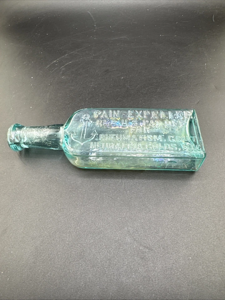 Botella boticario antigua, vidrio azul, F. AD Richter & Co. Expulsor de dolor 📦 Foto 1 de 4