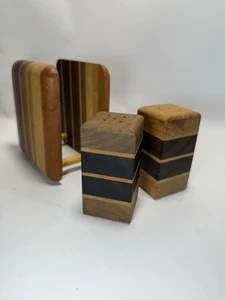 Vintage Mid Century Modern Teak Multi Holz Salz und Pfefferstreuer MCM Danish - Bild 1 von 10