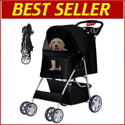 Breathable Mesh Pet Stroller for Medium Dogs & Cats - Portable & Easy to Clean - Image 1 of 4