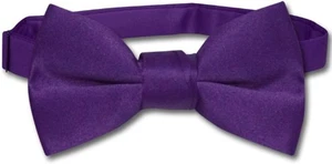 BOY'S BOWTIE Solid PURPLE INDIGO Color Youth Bow Tie - Picture 1 of 1