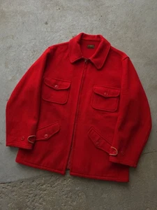 Vintage 1930s L.L. Bean Woodsman Coat Red Wool Mackinaw Full-Zip Jacket RARE L - Picture 1 of 18