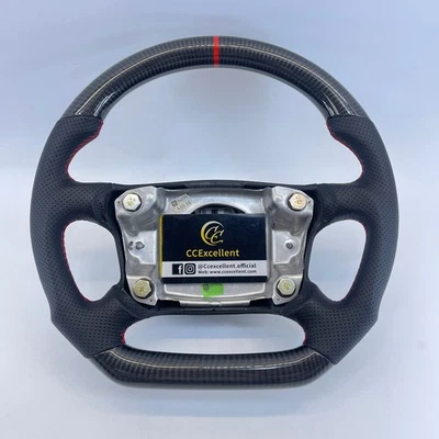 Volante de cuero de fibra de carbono para Porsche 911 993 Carrera Boxster 986 4 radios Foto 1 de 4