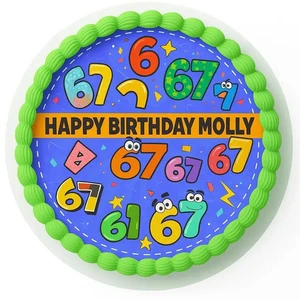 Six Seven 67  Kids Teenage Meme Cake Edible Image Topper Decoration 8" Round - Picture 1 of 2
