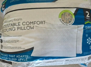 Paquete de 2 almohadas de enfriamiento Purelux Gel espuma viscoelástica ajuste comodidad - blancas - Queen - Imagen 1 de 8