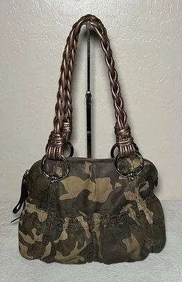 Bolso Cartera de Hombro B. MAKOWSKY Verde Camuflaje Cuero Suave Manteroso Foto 1 de 4