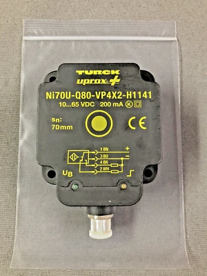 Turck Ni70U-Q80-VP4X2-H1141 Inductive Proximity Sensor PNP 4 Wire 10-65 VDC - Image 1 of 4