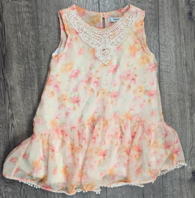 Baby Girl Clothes Mayoral 2T Peach Floral Lace Dress - Image 1 of 3