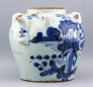Chinese Export Porcelain Blue & White Teapot Handle Qing Dynasty 19th Century - Picture 1 of 11