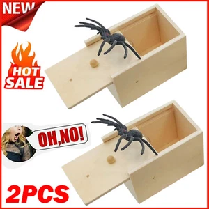 ๐ฅ Wooden Prank Spider Scare Box Hidden in Case Trick Play Joke Scarebox Gag Toy - Picture 1 of 9