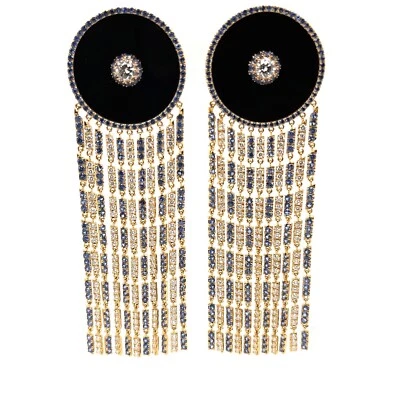 Black Onyx and Diamonds , Sapphires , Earrings 31.62 CTW. F VS1 GIA .18K - Image 1 of 3