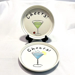 "CHEERS"" Martini-Teller in grün und blau, 8", Zweier-Set (2)" - Bild 1 von 3