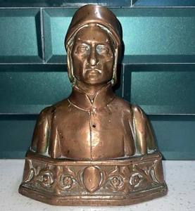 RARE ANTIQUE POMPEIAN BRONZE COMPANY NY DANTE 138 SCULPTURE - Picture 1 of 6