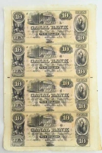Obsolete Currency 1850 s $10 Uncut sheet of 4 Canal Bank, New Orleans, LA B2U - Picture 1 of 2