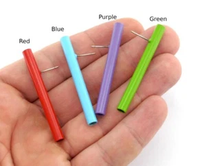 Tube Earring Stud Posts Red Blue Purple Green Brass Painted (50x5mm) 5045 - Picture 1 of 3