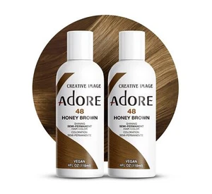 Adore Honey Brown Semi Permanent Hair Dye 4 Fl Oz Pack of 2 Vegan Cruelty Free - Picture 1 of 6