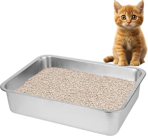 Stainless Steel Cat Litter Box for Big Cats,Small Stainless Steel,Large Metal - Picture 1 of 12